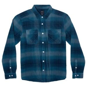 RVCA Balance Long Sleeve Flannel Shirt Horizon Blue Large